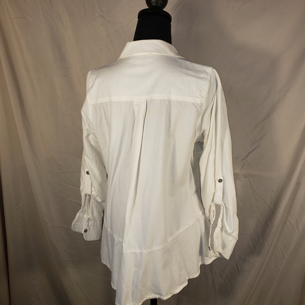 Vintage America White Button-Down Shirt with Flared Hem - M - Picture 4 of 5
